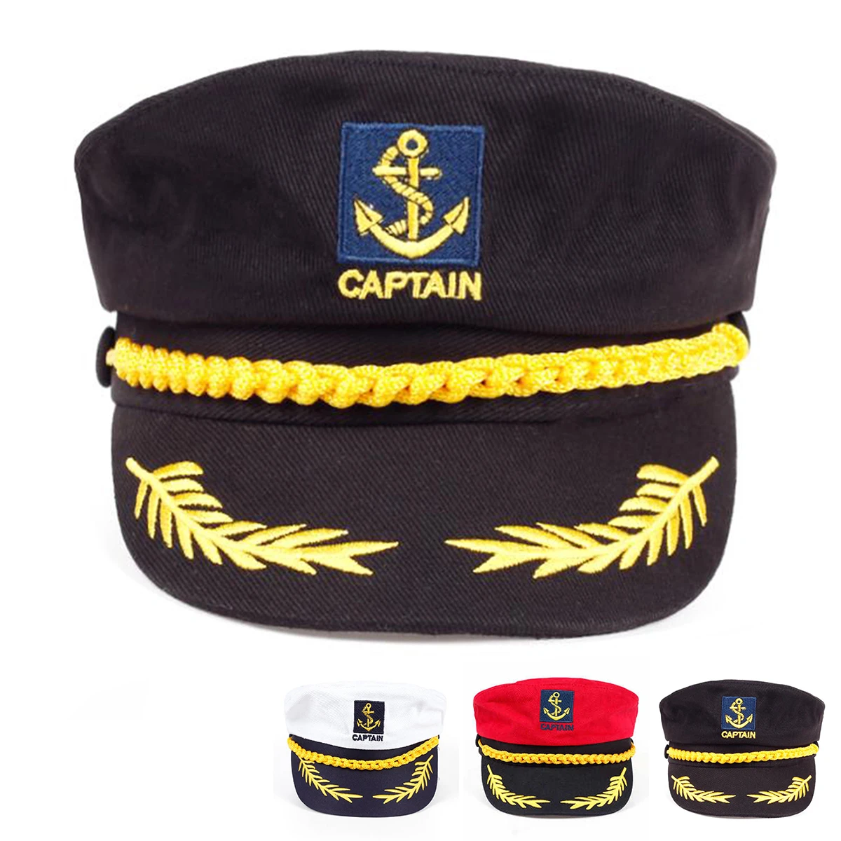 Snapback Hat Flat - Unisex Pirate Hook Embroidery Navy Hat