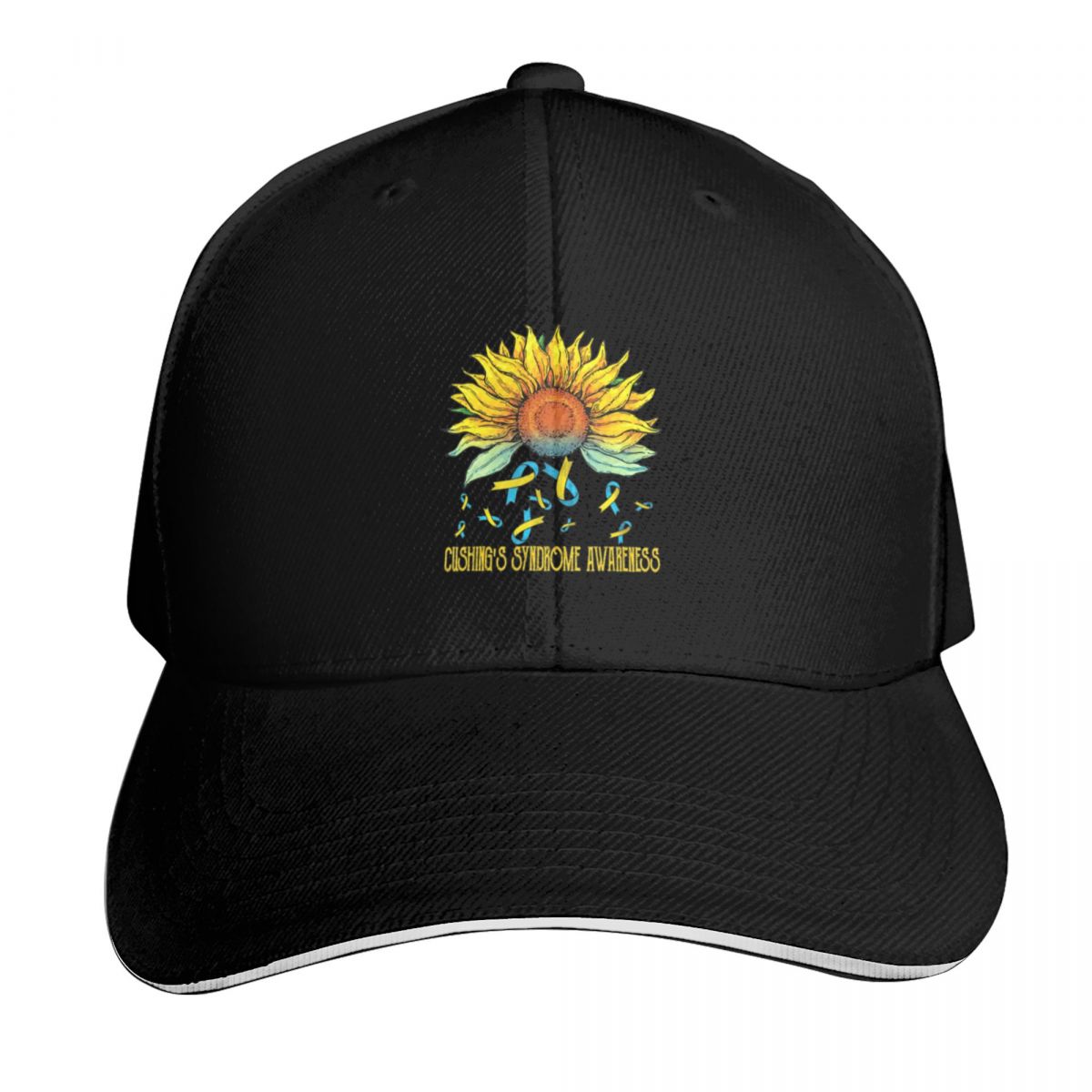 Baseball Cap Structured - Cushings Syndrome Awareness Sunflower Baseball Cap