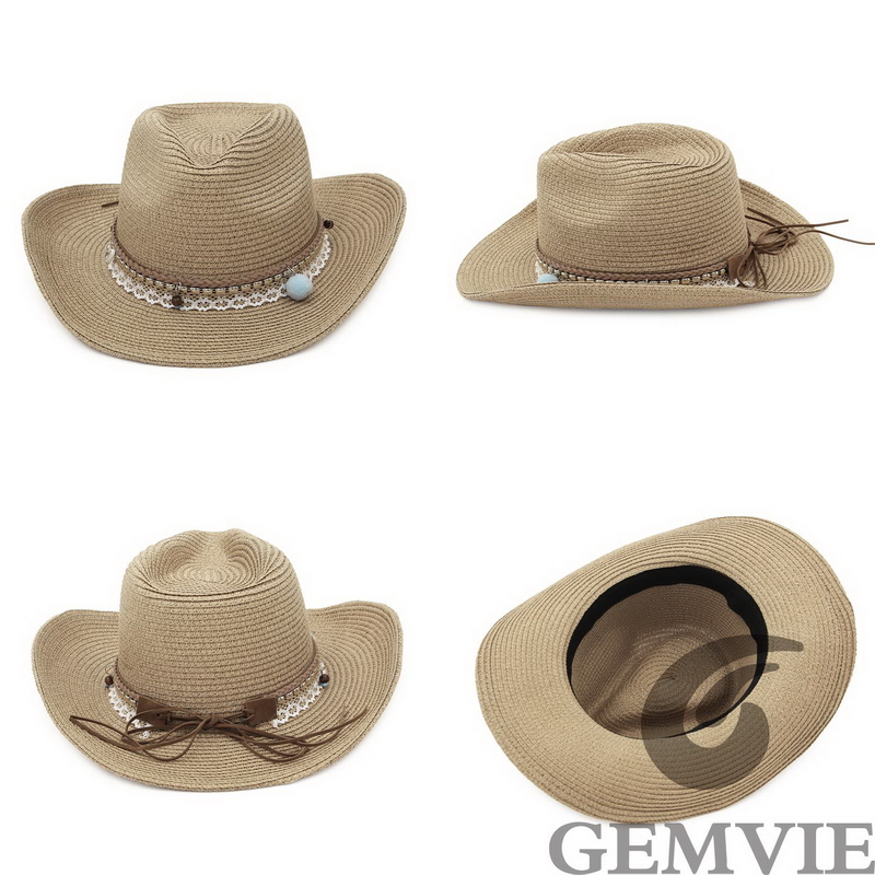 GEMVIE 4 Color Retro Outdoor S - Cowboy Hat Straw 评论和价格