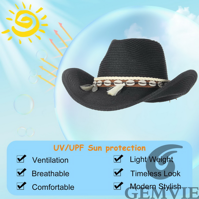 GEMVIE 4 Color Retro Outdoor S - Cowboy Hat Straw 评论和价格