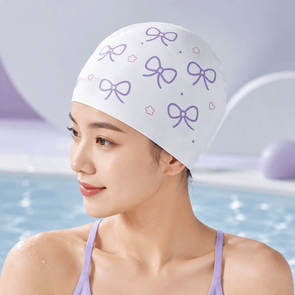 Creative Bow Print Swimming Ha - Swim Hat Silicone 评论和价格
