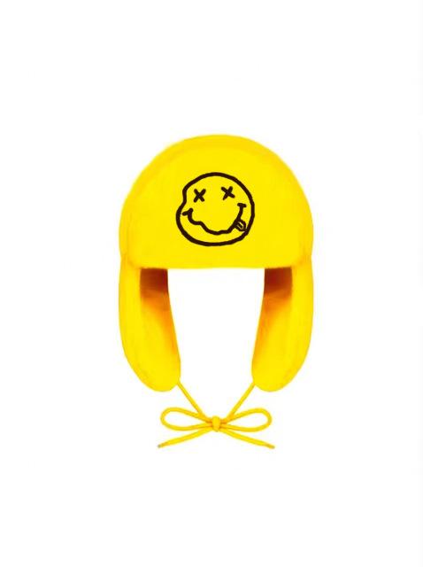 Yellow Smiley Face Plush Earfl - Winter Trapper Hat 评论和价格