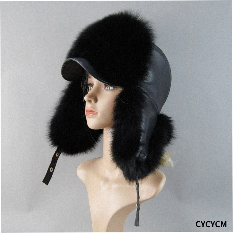 100% Real Fox Fur Hat Women's  - Trapper Hat Ear Flap 评论和价格